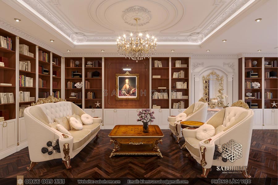 Thiết kế nội thất phòng làm việc trang trọng lộng lẫy - NT2157