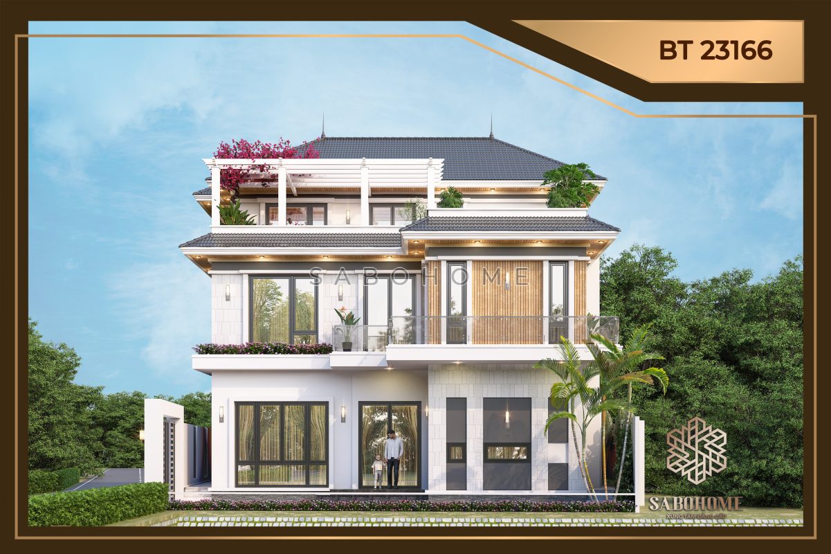 Mẫu biệt thự hiện đại 3 tầng trang nhã, sang trọng - BT 23166