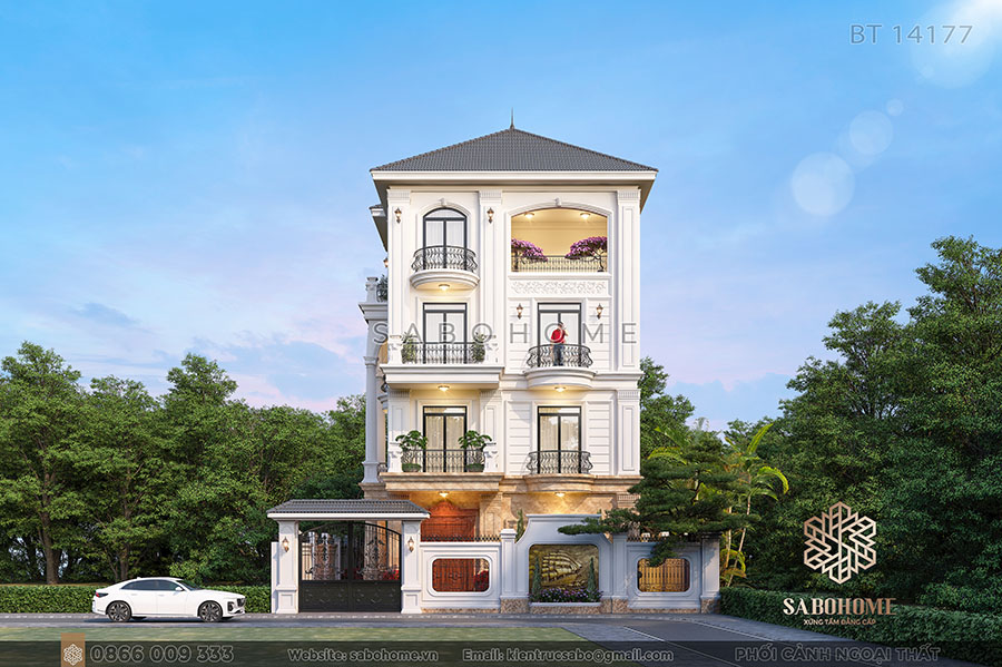 Mẫu biệt thự 4 tầng tân cổ điển sang trọng tại Hà Nội - BT 14177