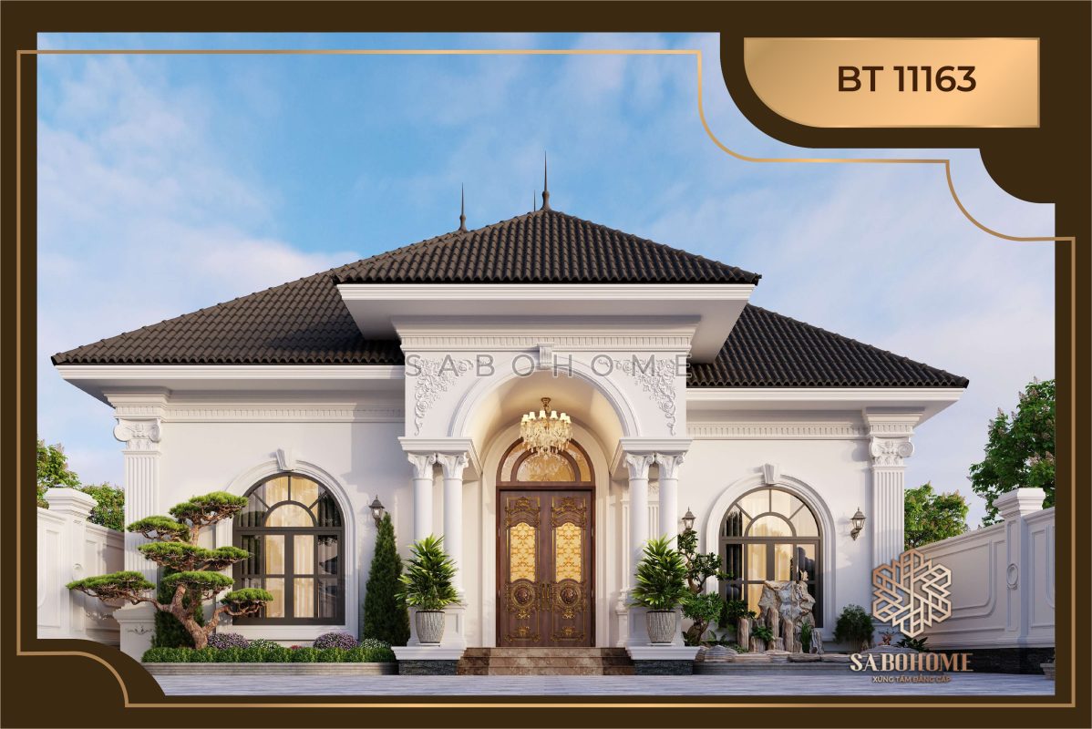 Trầm trồ thiết kế biệt thự tân cổ điển 1 tầng Thanh Hóa - BT11163