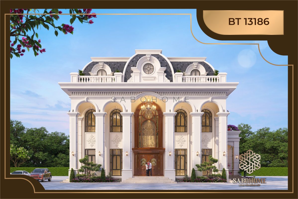 Choáng ngợp với biệt thự tân cổ điển 3 tầng mái Mansard - BT13186