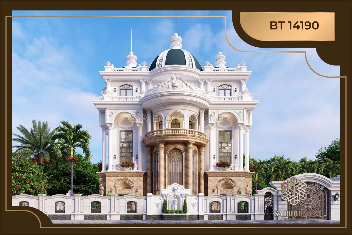 Độc đáo thiết kế biệt thự tân cổ điển 4 tầng Bắc Giang - BT14190