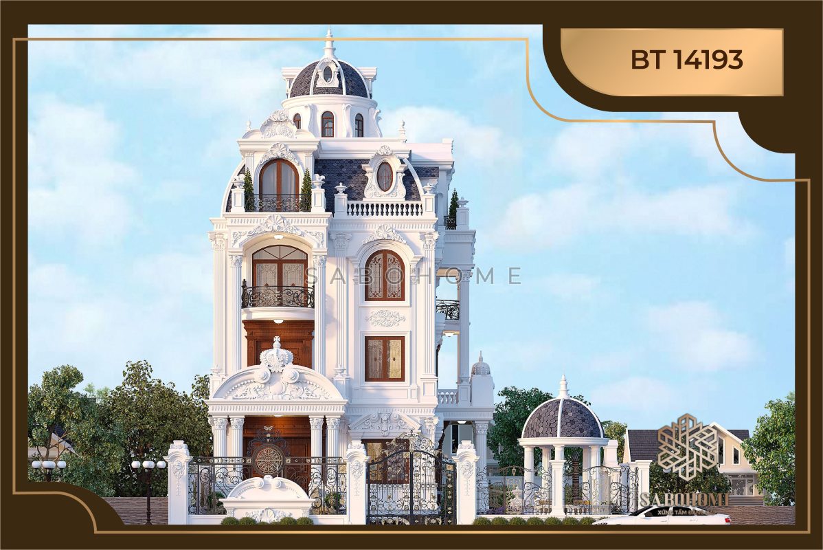 Tinh tế với mẫu biệt thự 4 tầng tân cổ điển Hải Dương - BT14193