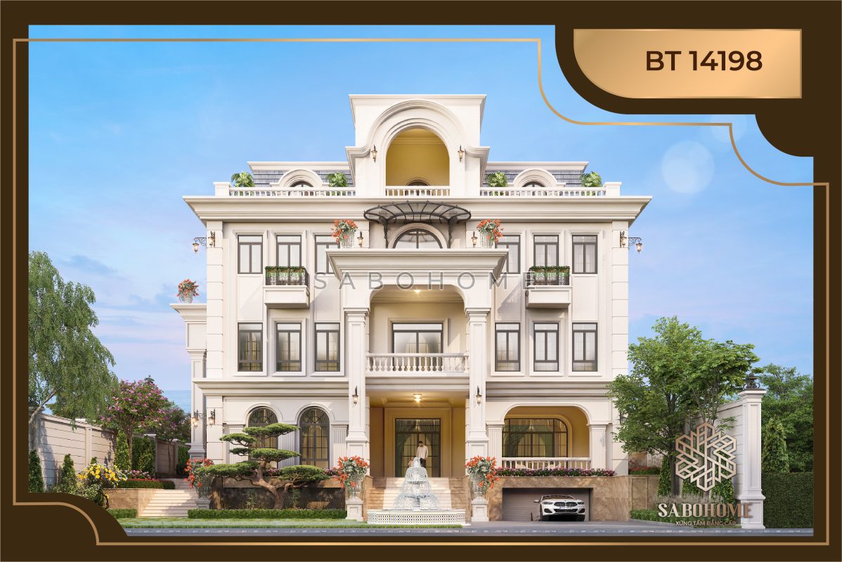 Mẫu biệt thự 4 tầng tân cổ điển cực hút mắt - BT14198