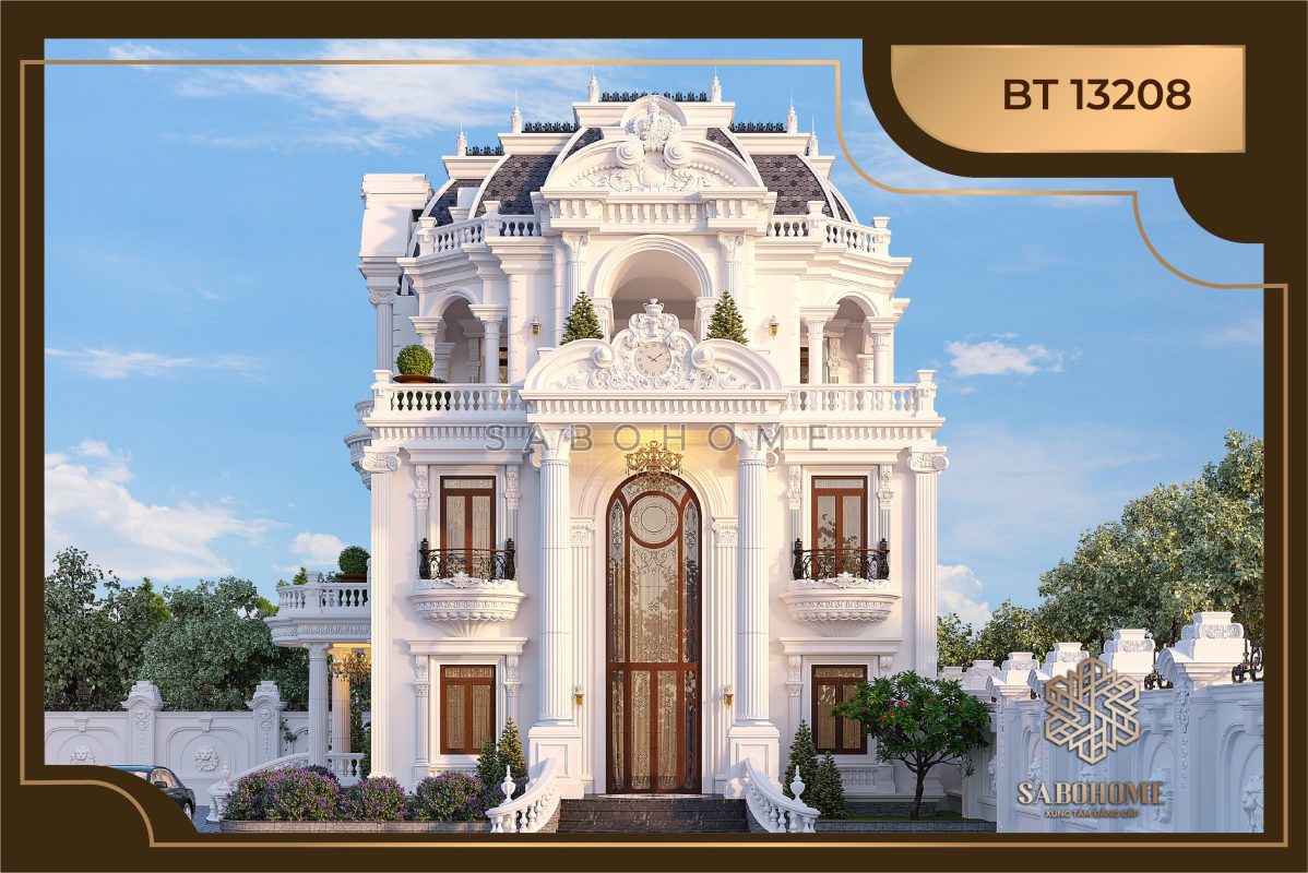 Đẹp ngây ngất với mẫu biệt thự 3 tầng tân cổ điển - BT13208