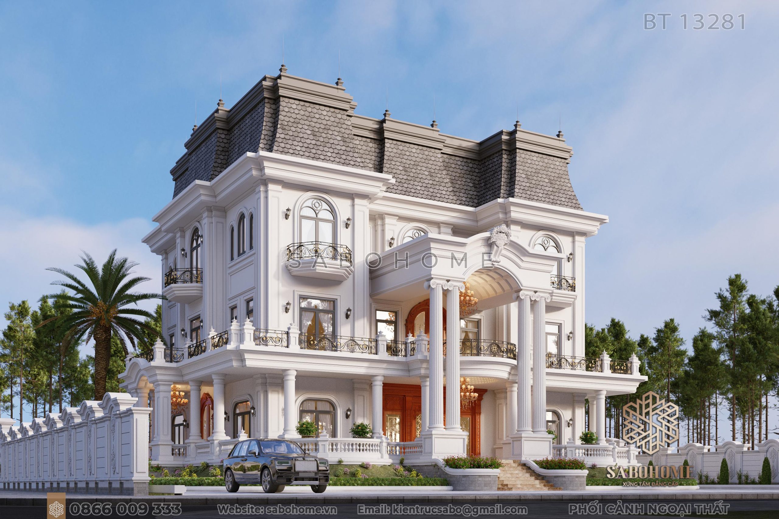 Biệt thự tân cổ điển 3 tầng mái Mansard - SABOHOME