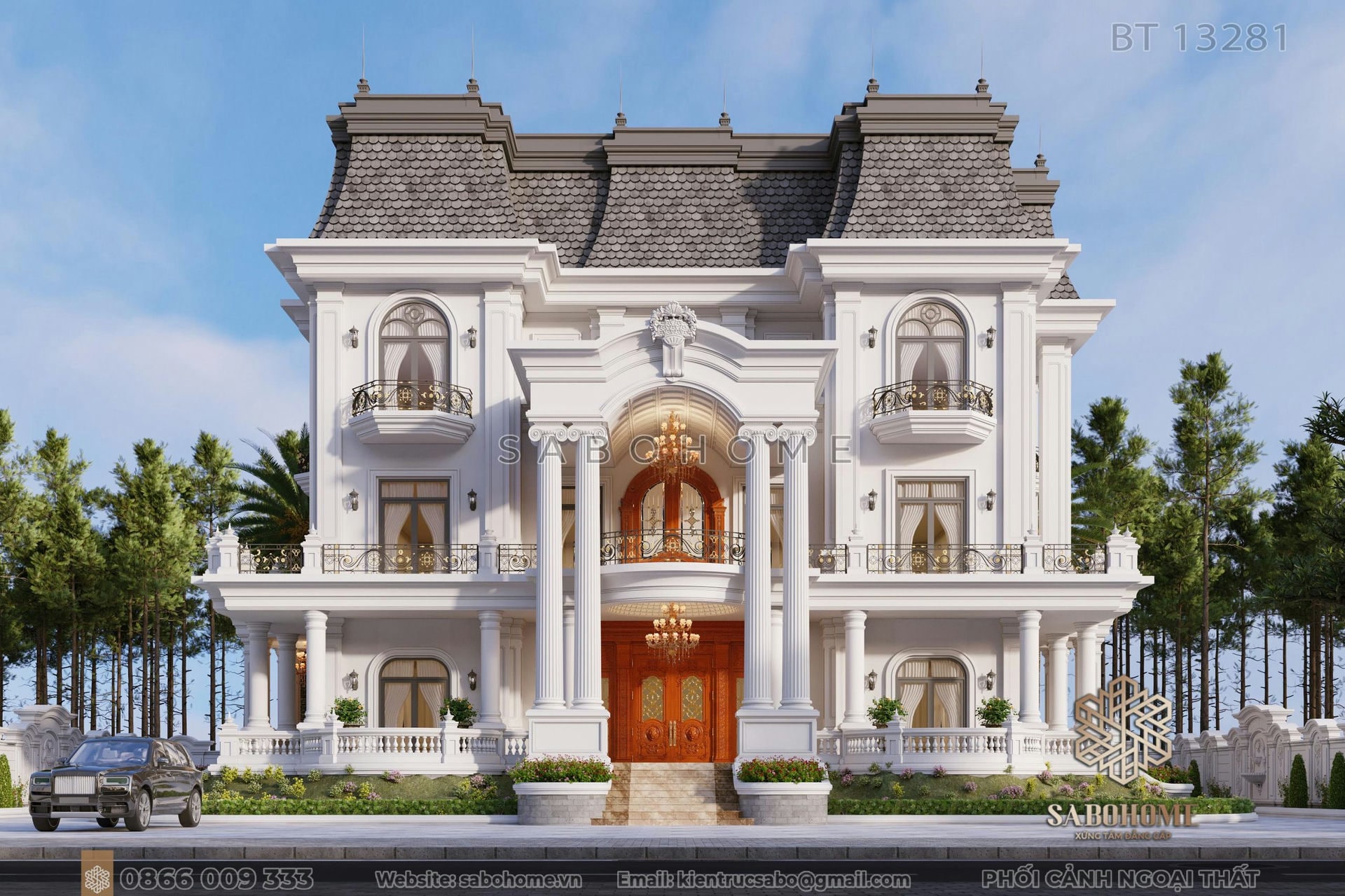 Biệt thự tân cổ điển 3 tầng mái Mansard - SABOHOME