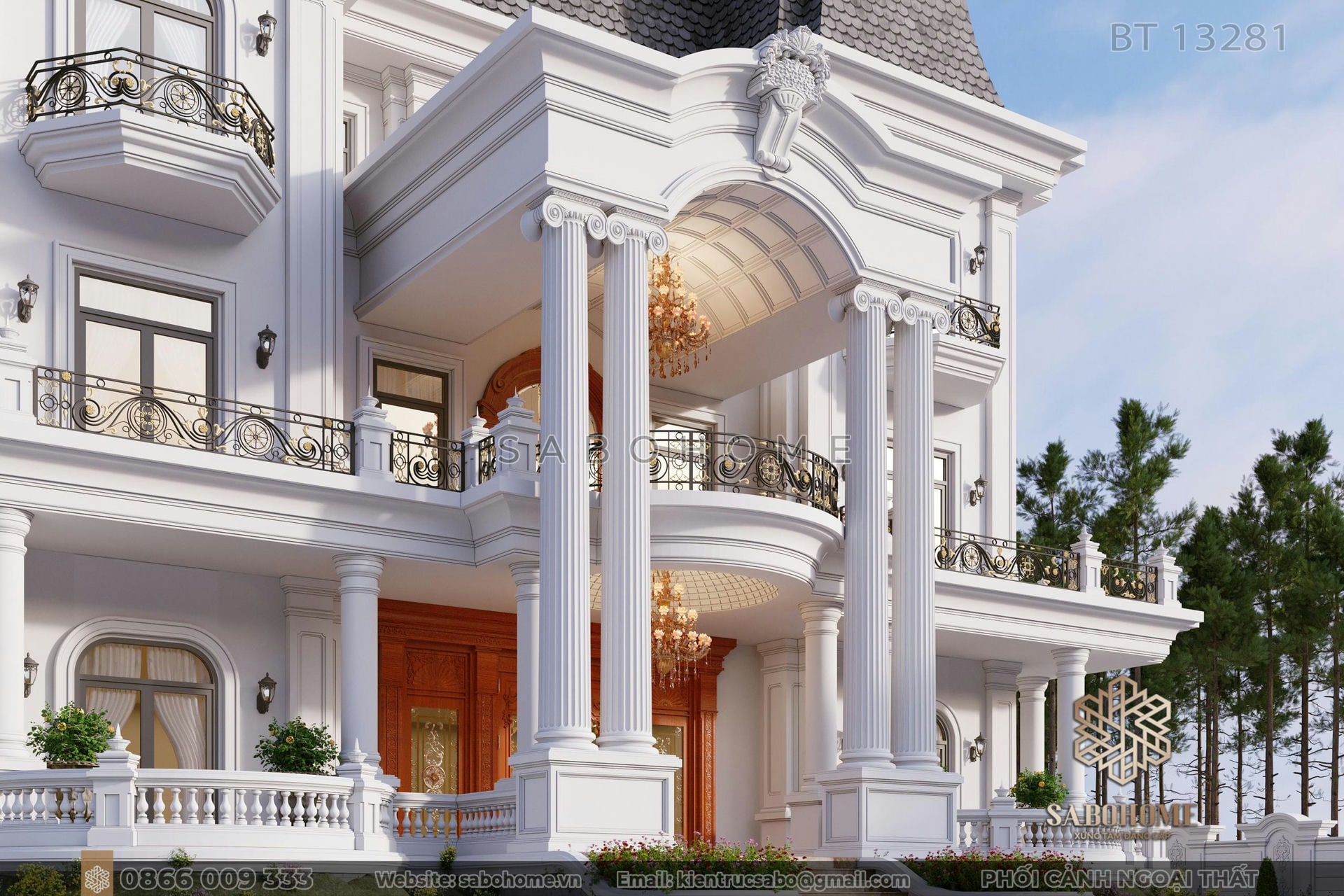 Biệt thự tân cổ điển 3 tầng mái Mansard - SABOHOME