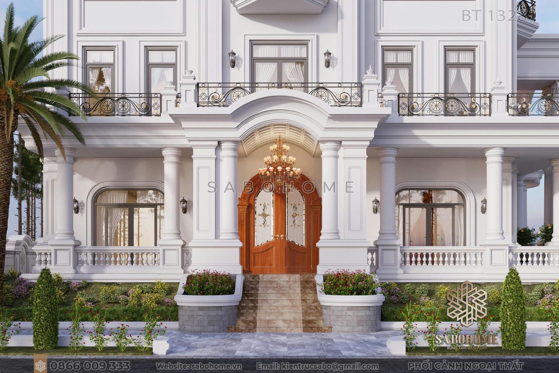 Biệt thự tân cổ điển 3 tầng mái Mansard - SABOHOME
