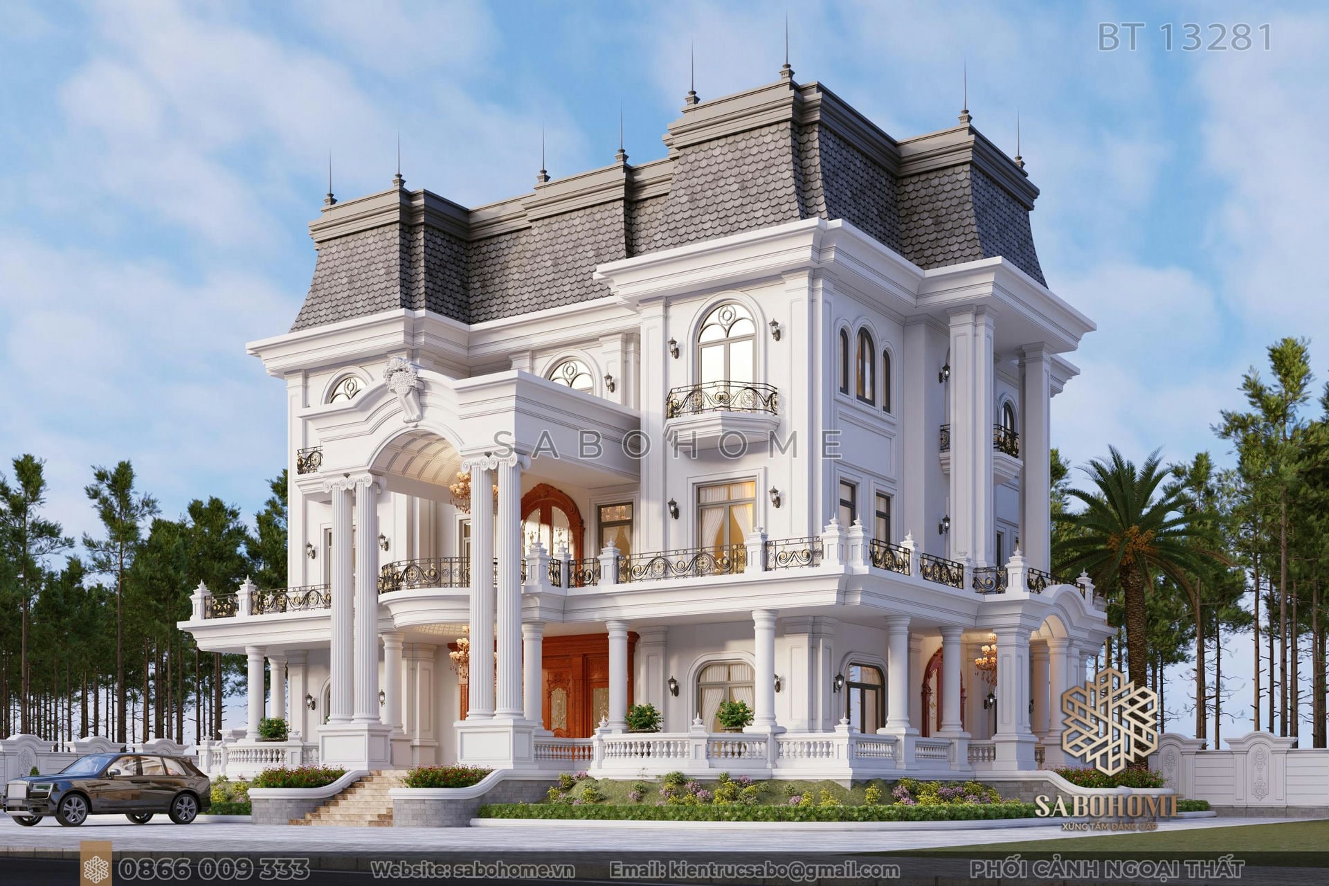 Biệt thự tân cổ điển 3 tầng mái Mansard - SABOHOME