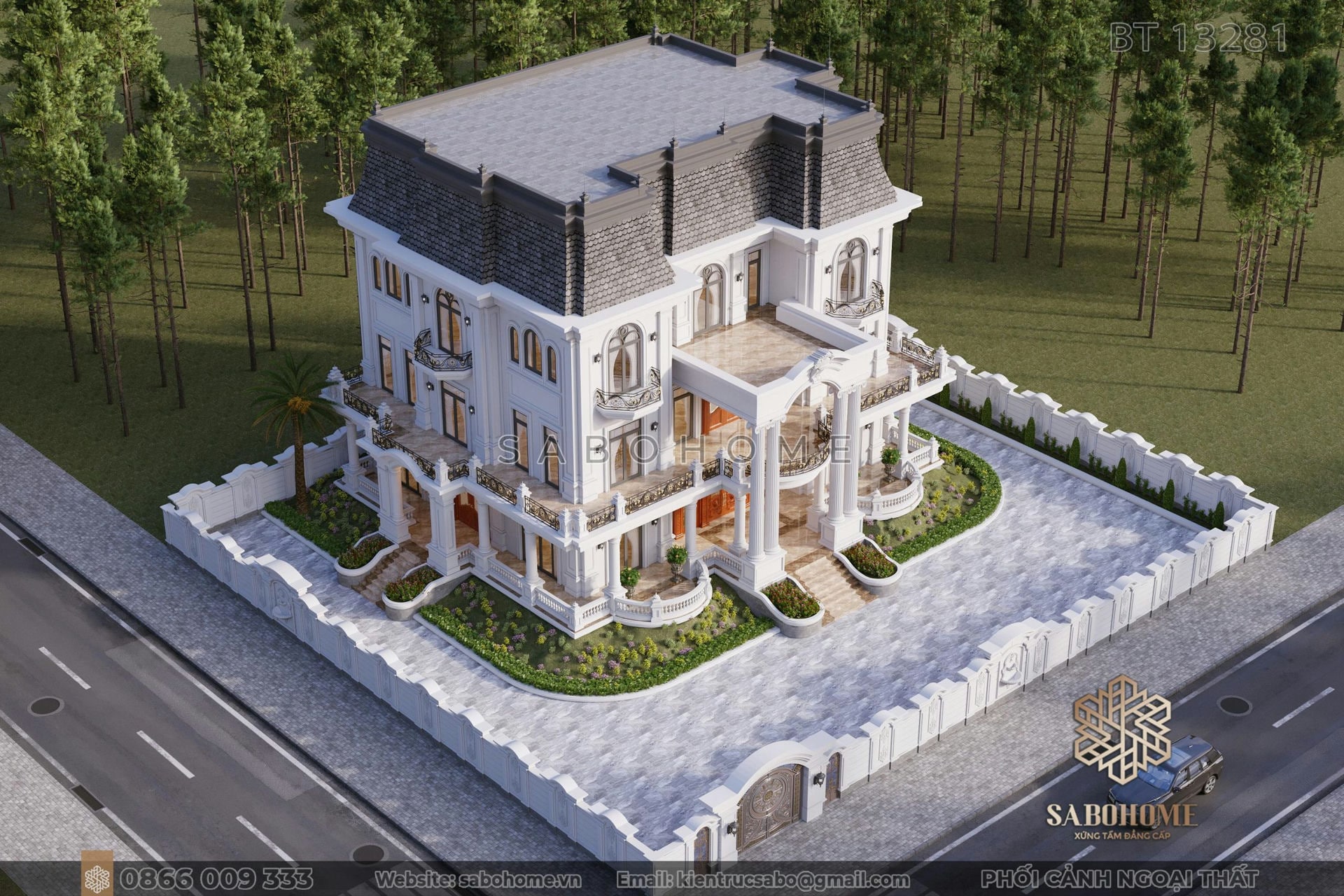 Biệt thự tân cổ điển 3 tầng mái Mansard - SABOHOME
