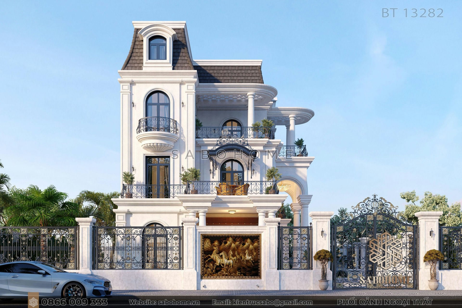 Trầm trồ mẫu biệt thự tân cổ điển 3 tầng thiết kế bởi KTS Kiên - SABOHOME