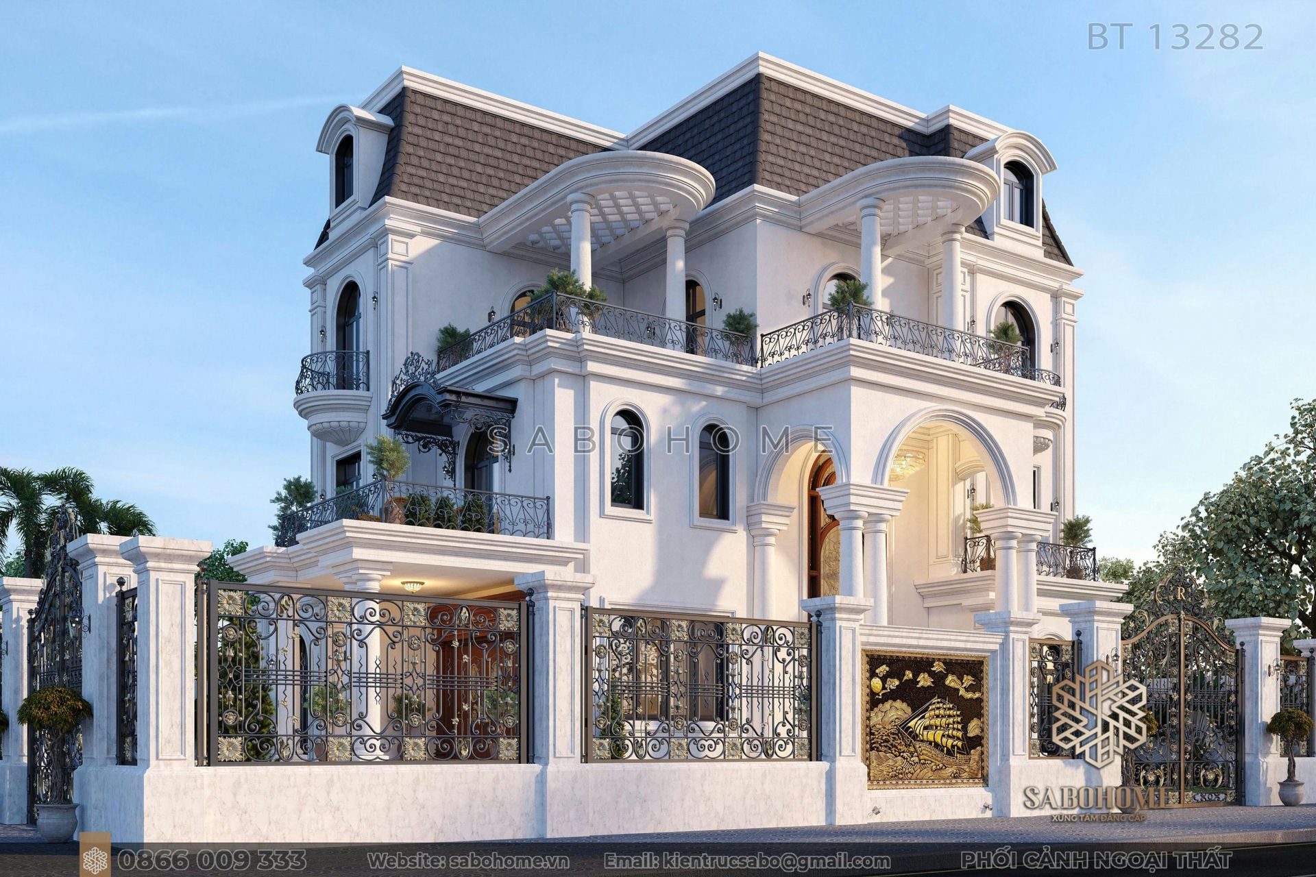 Trầm trồ mẫu biệt thự tân cổ điển 3 tầng thiết kế bởi KTS Kiên - SABOHOME