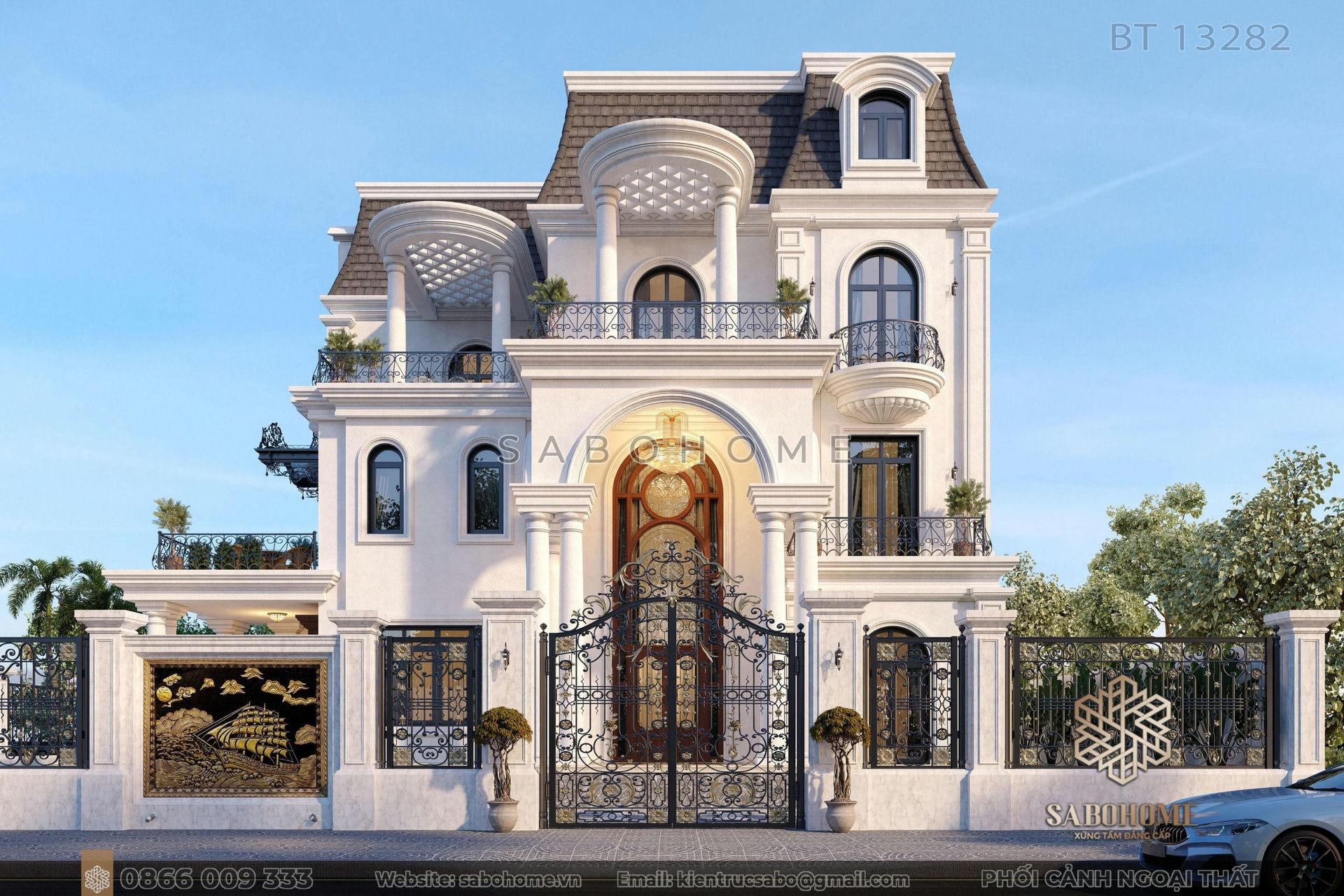 Trầm trồ mẫu biệt thự tân cổ điển 3 tầng thiết kế bởi KTS Kiên - SABOHOME