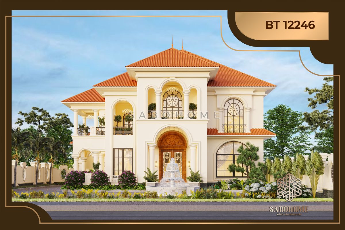 Trầm trồ trước mẫu biệt thự 2 tầng tân cổ điển sang trọng - BT12246