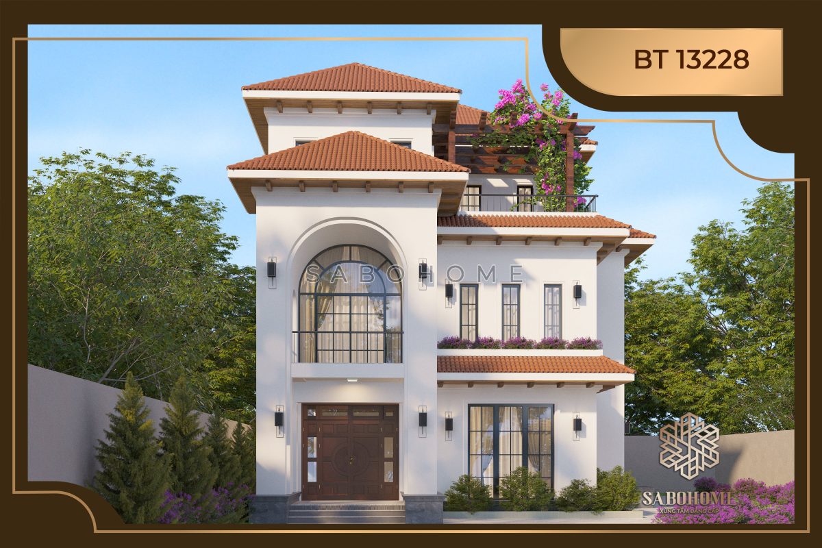 Mẫu biệt thự địa trung hải 3 tầng hợp xu hướng - BT13228