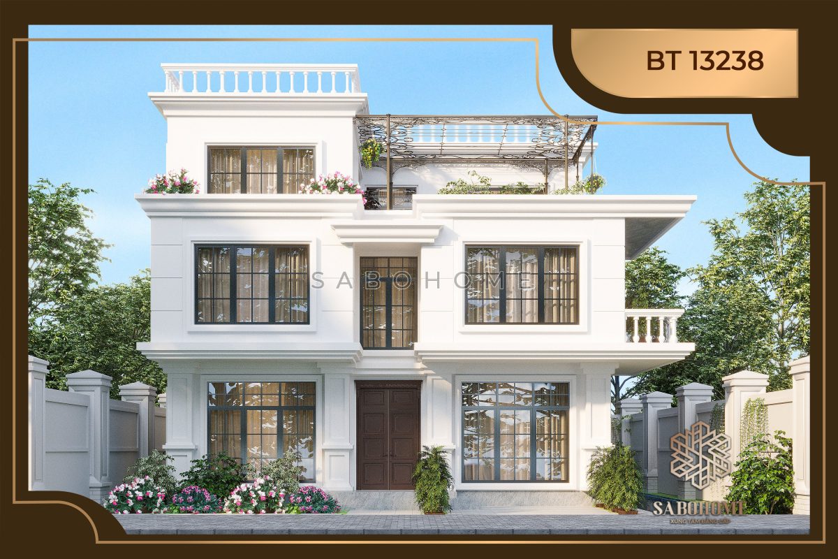 Tâm đắc thiết kế biệt thự tân cổ điển 3 tầng trẻ trung - BT13238