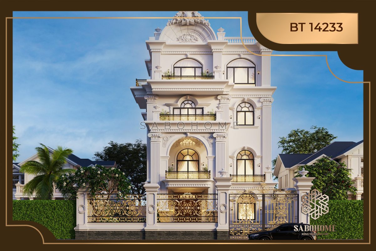 Chiêm ngưỡng mẫu biệt thự 4 tầng Pháp tân cổ điển  - BT14233