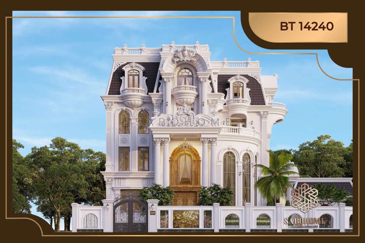 Không gian thiết kế biệt thự tân cổ điển 4 tầng - BT14240