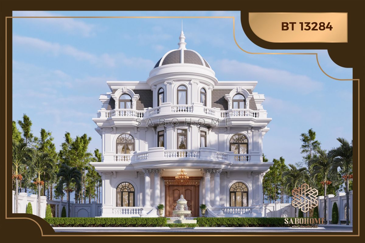 Dẫn đầu xu hướng thiết kế nhà 2023 với mẫu biệt thự tân cổ điển 4 tầng được gợi ý từ SABOHOME - BT14284