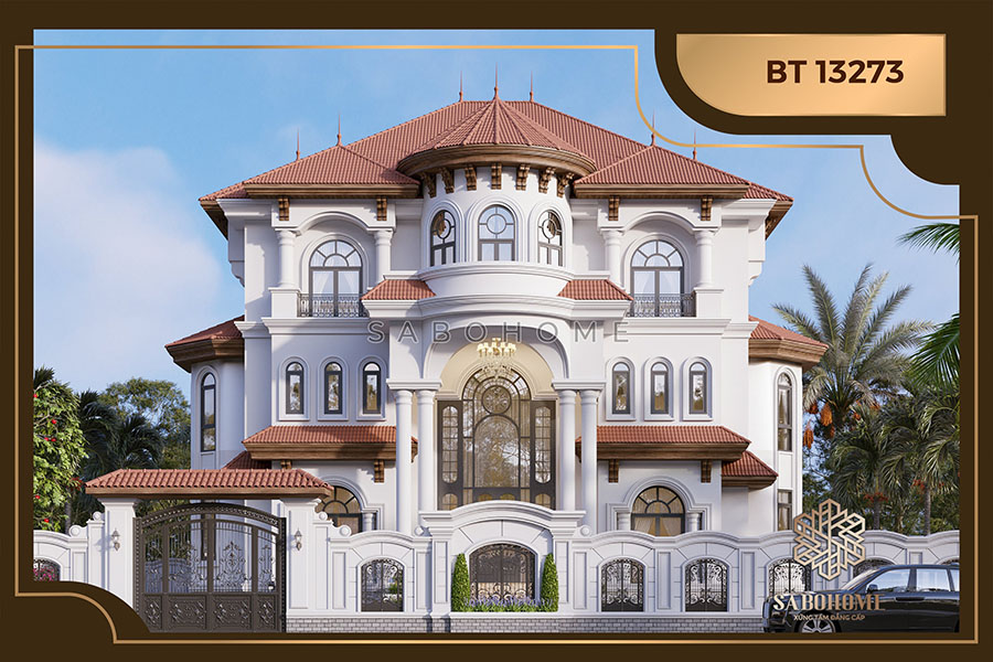 Biệt thự tân cổ Địa Trung Hải 3 tầng Thổ Nhĩ Kì mái Nhật - BT13273