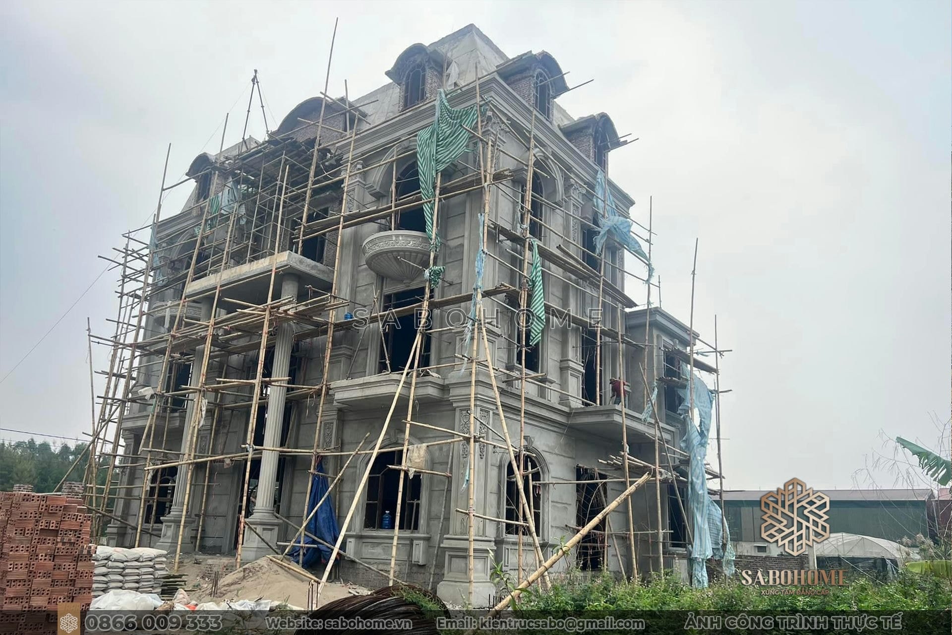 1 Khảo sát thi công - Khóa chìa khóa thành công xây dựng biệt thự 3 tầng tân cổ điển