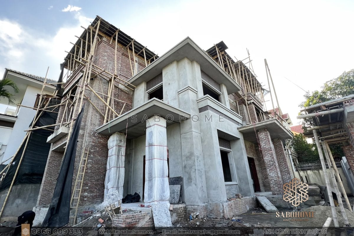 Cập nhật tiến độ hoàn thiện thi công biệt thự mái Nhật nhà anh Đinh - BT23339